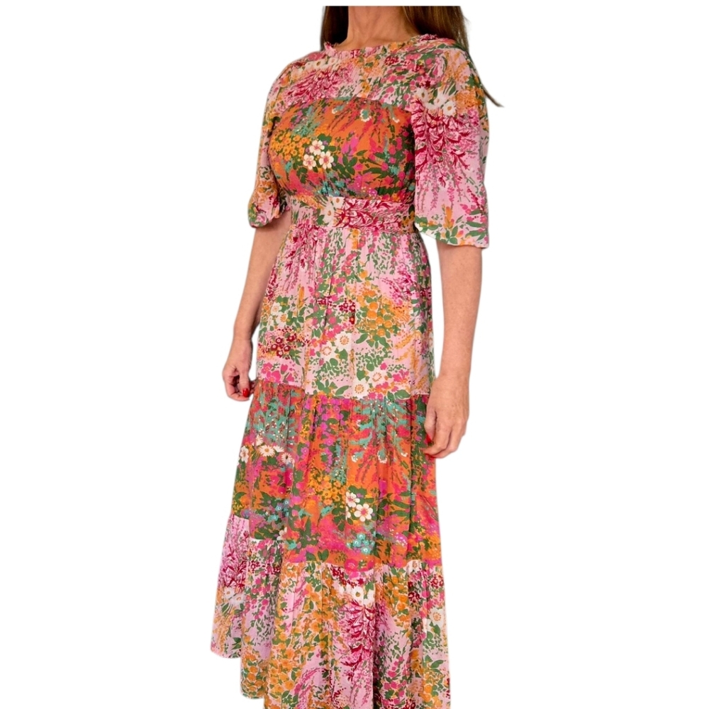 Banjanan Hilary Floral Dress Maxi Boho Loki's Garden Puff Sleeve Size XS - Picture 4 of 12